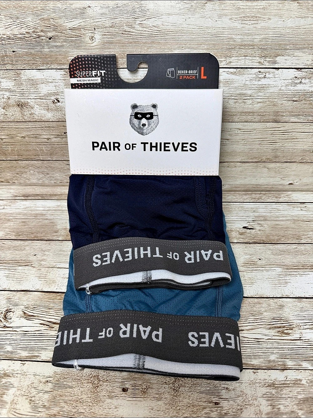 Pair of Thieves SuperFit Mesh Magic Boxer Brief 2-Pack Blue Large NEW